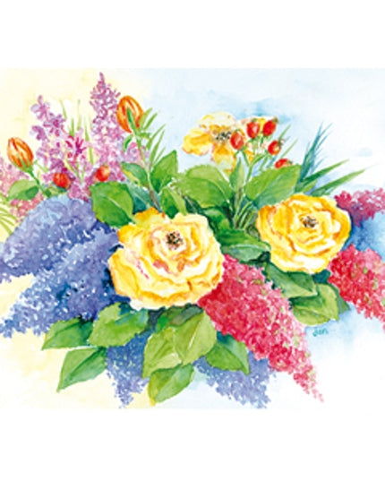 Greeting card bouquet rose (F12634)