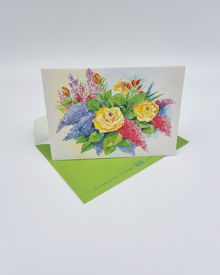 Greeting card bouquet rose (F12634)