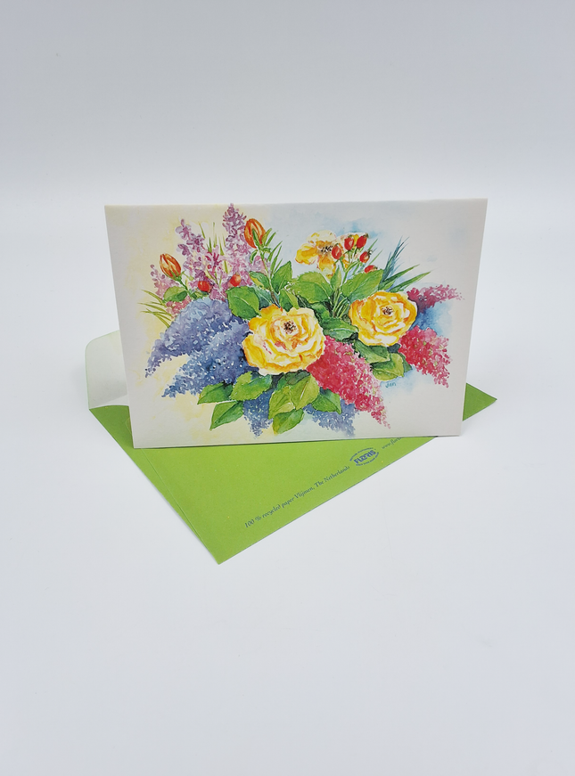 Wenskaart boeket roos (F12634)
