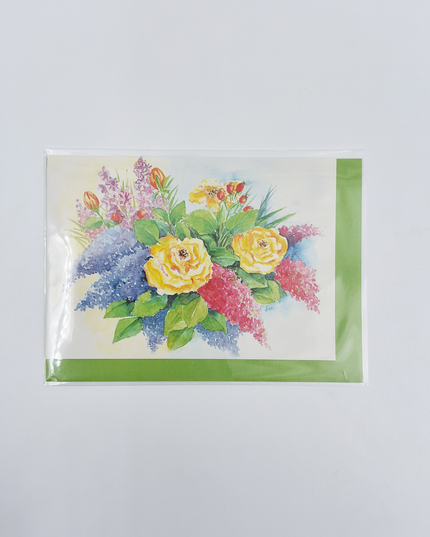 Greeting card bouquet rose (F12634)
