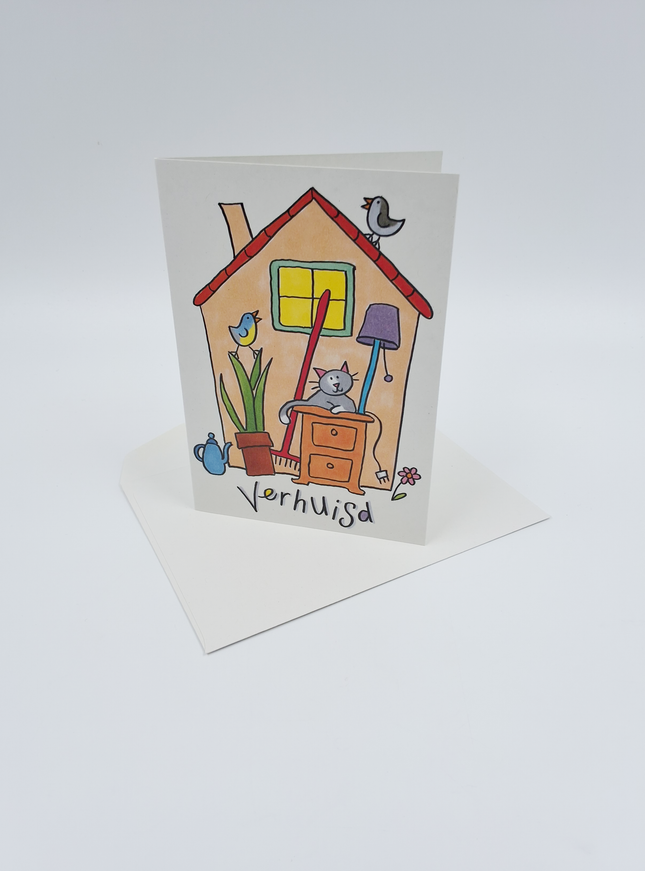 Wenskaart huis, verhuisd 2 (F12646)