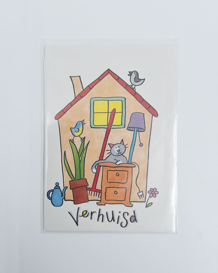 Wenskaart huis, verhuisd 2 (F12646)
