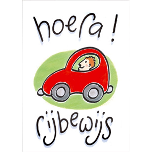 Wenskaart geslaagd, hoera rijbewijs (F12654)