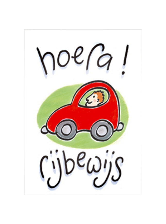 Wenskaart geslaagd, hoera rijbewijs (F12654)