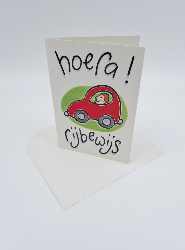 Wenskaart geslaagd, hoera rijbewijs (F12654)