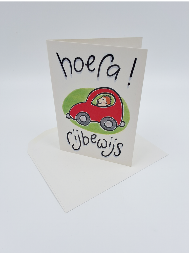 Wenskaart geslaagd, hoera rijbewijs (F12654)