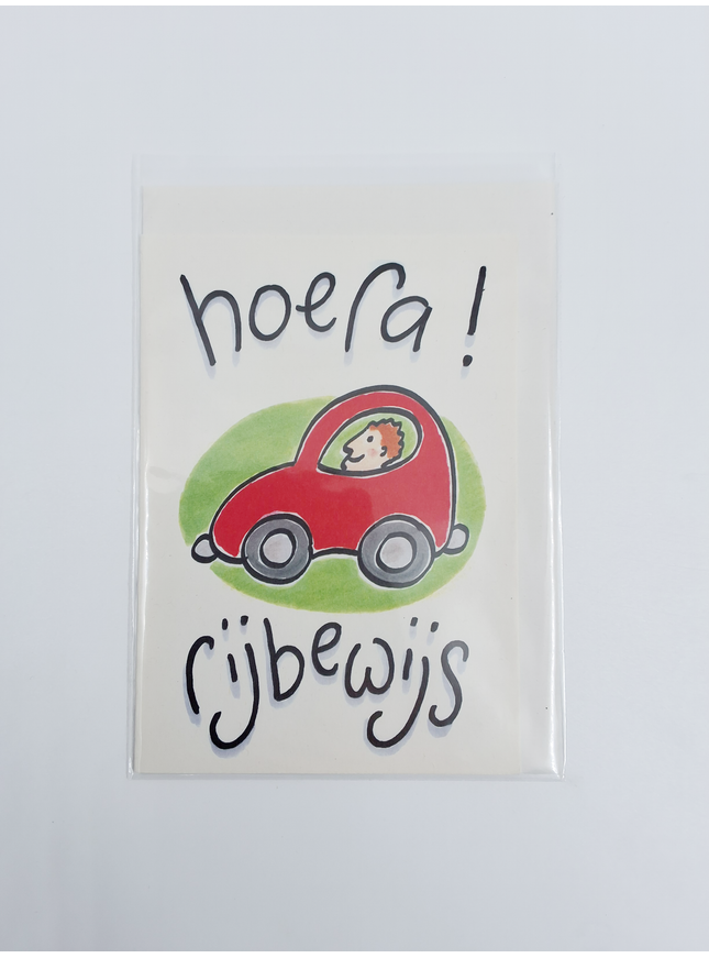 Wenskaart geslaagd, hoera rijbewijs (F12654)