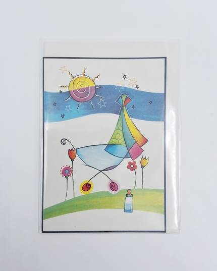 Wenskaart geboorte kinderwagen zon (F12655)