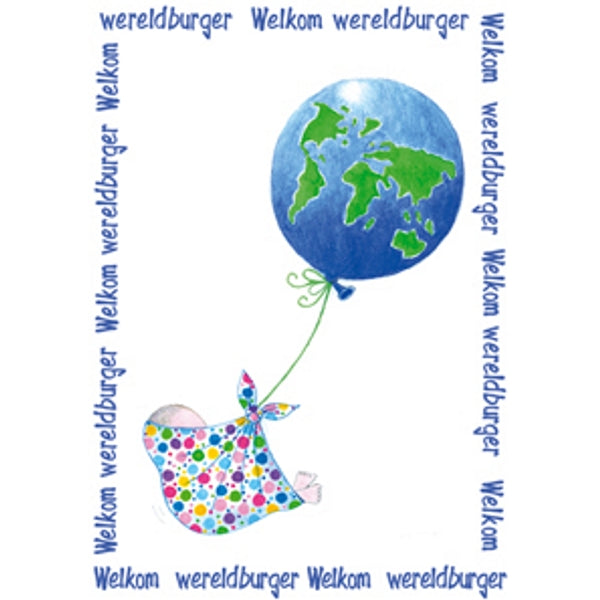 Wenskaart geboorte welkom wereldburger (F12656)