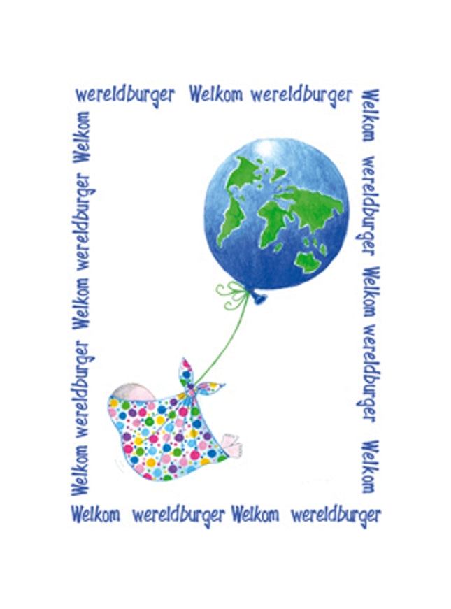 Wenskaart geboorte welkom wereldburger (F12656)