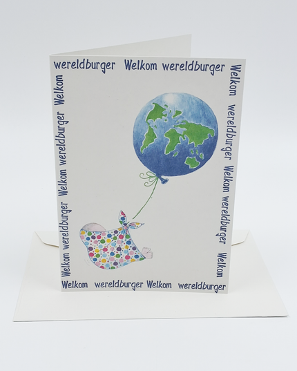 Greeting card birth welcome world citizen (F12656)
