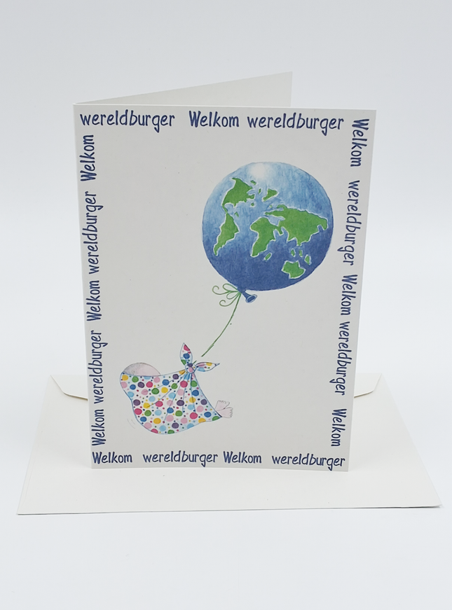 Wenskaart geboorte welkom wereldburger (F12656)