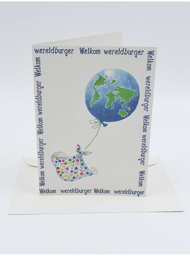 Wenskaart geboorte welkom wereldburger (F12656)
