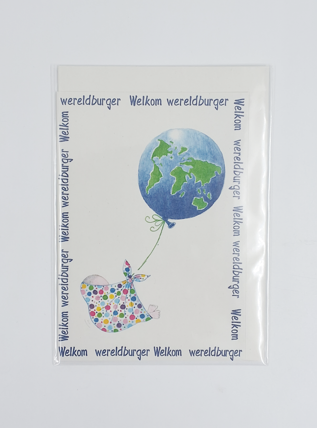 Wenskaart geboorte welkom wereldburger (F12656)