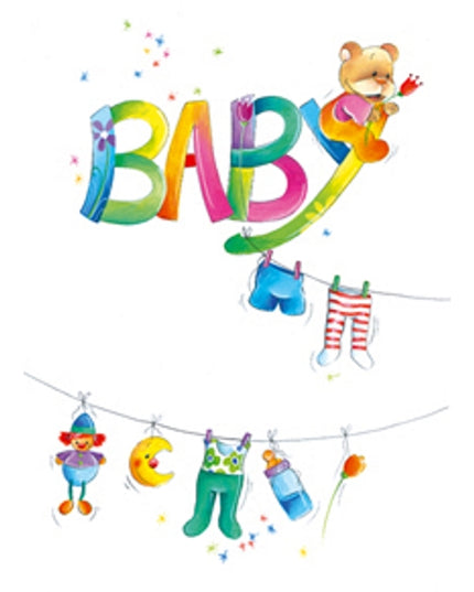 Greeting card baby clothesline (F12663)