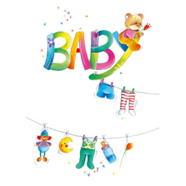 Wenskaart geboorte baby waslijn (F12663)