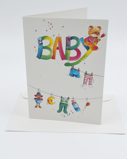 Greeting card baby clothesline (F12663)