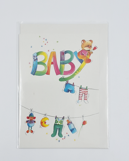 Greeting card baby clothesline (F12663)