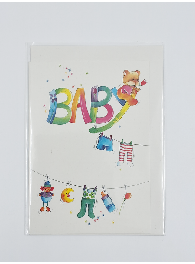 Wenskaart geboorte baby waslijn (F12663)