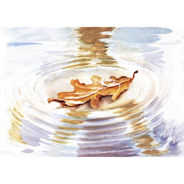 Wenskaart condoleance blad water (F12666)
