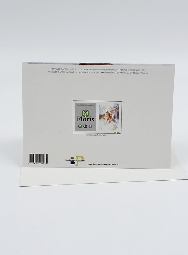Wenskaart condoleance blad water (F12666)