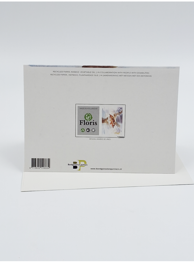 Wenskaart condoleance blad water (F12666)