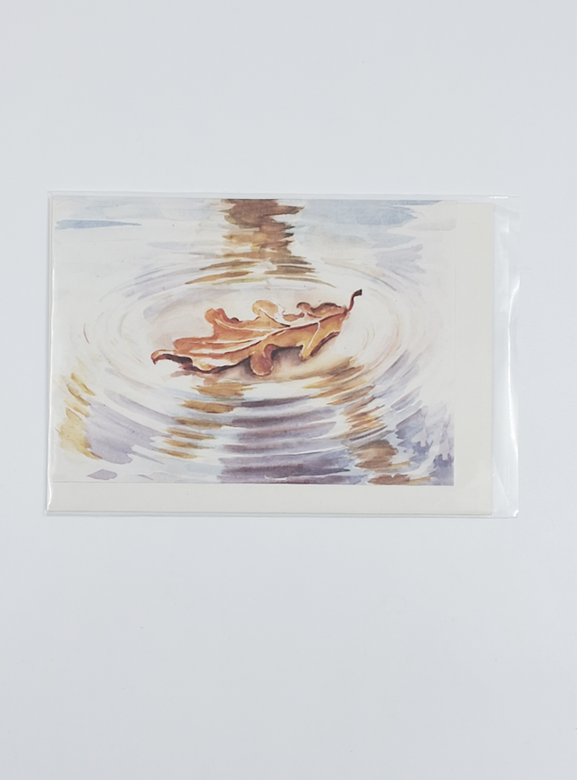 Wenskaart condoleance blad water (F12666)