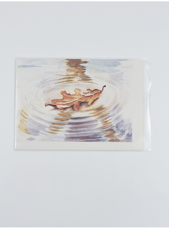 Wenskaart condoleance blad water (F12666)