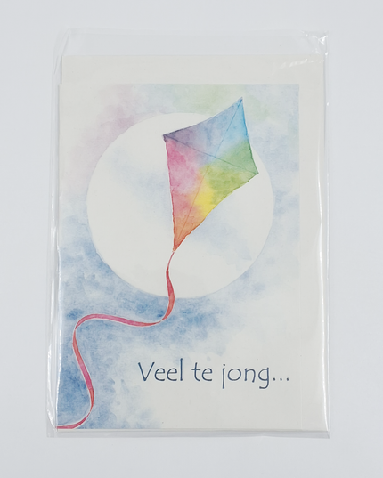 Wenskaart condoleance vlieger, veel te jong (F12677)