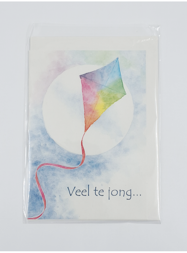 Wenskaart condoleance vlieger, veel te jong (F12677)