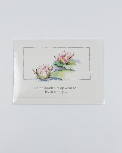 Wenskaart condoleance roze lelies (F12681)
