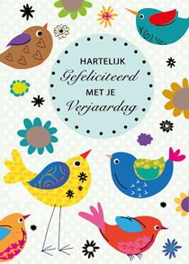Wenskaart vogels, hartelijk gefeliciteerd met je verjaardag (F12692)