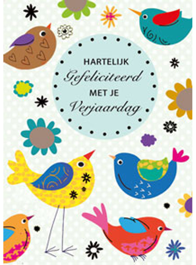 Wenskaart vogels, hartelijk gefeliciteerd met je verjaardag (F12692)