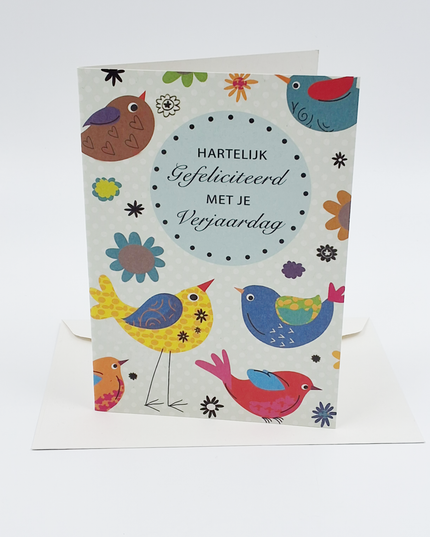 Wenskaart vogels, hartelijk gefeliciteerd met je verjaardag (F12692)