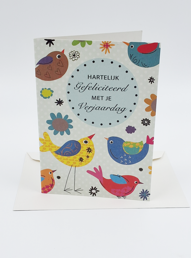 Wenskaart vogels, hartelijk gefeliciteerd met je verjaardag (F12692)