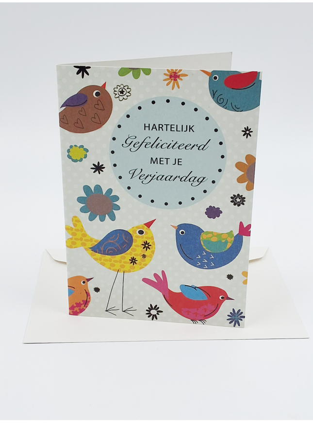 Wenskaart vogels, hartelijk gefeliciteerd met je verjaardag (F12692)