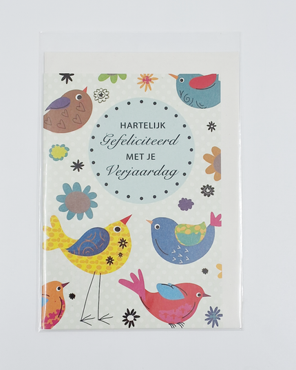 Wenskaart vogels, hartelijk gefeliciteerd met je verjaardag (F12692)