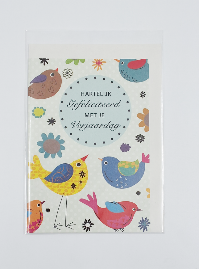 Wenskaart vogels, hartelijk gefeliciteerd met je verjaardag (F12692)