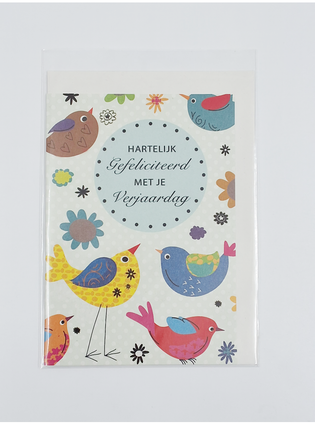 Wenskaart vogels, hartelijk gefeliciteerd met je verjaardag (F12692)
