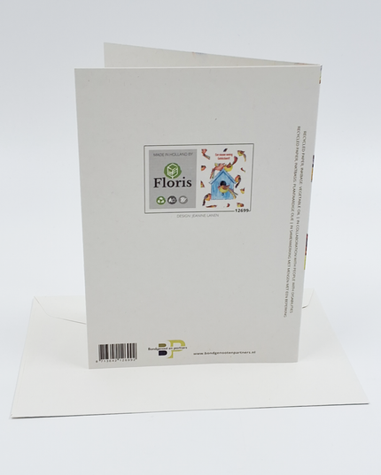 Greeting card birdhouse birds, new home (F12699)