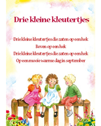 Wenskaart lied "Drie kleine kleutertjes" (F12719)