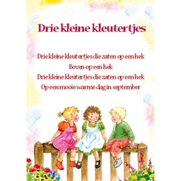 Wenskaart lied "Drie kleine kleutertjes" (F12719)