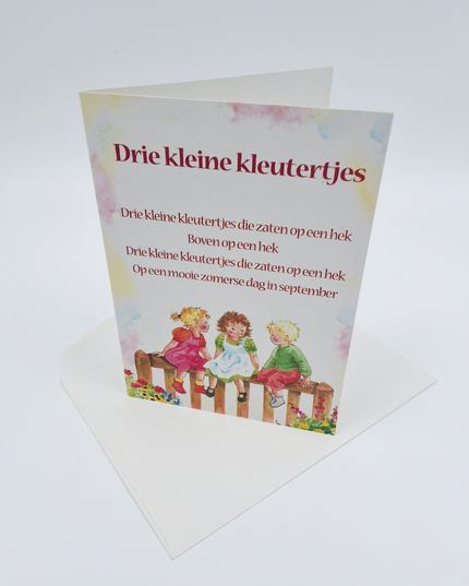 Wenskaart lied "Drie kleine kleutertjes" (F12719)