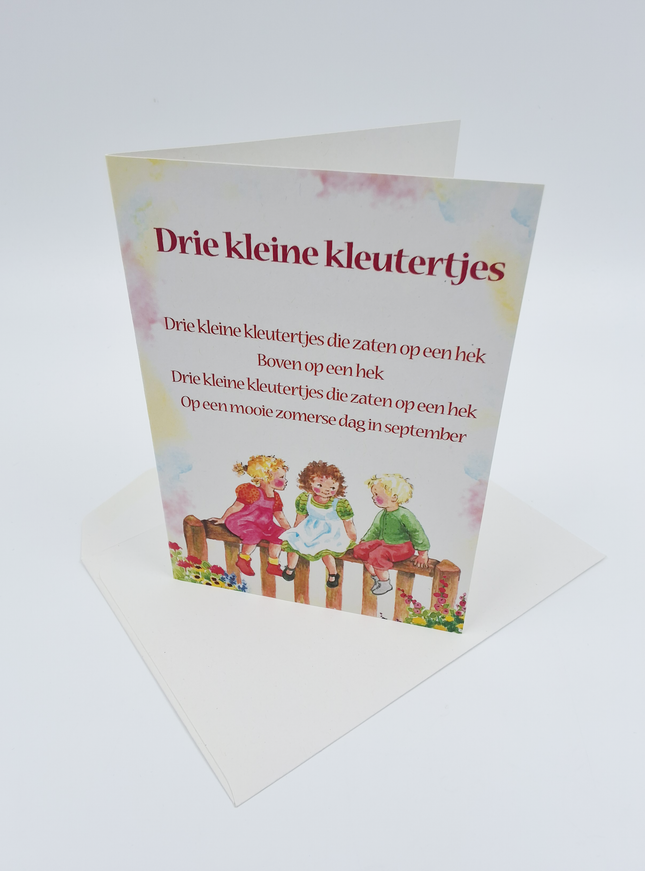Wenskaart lied "Drie kleine kleutertjes" (F12719)
