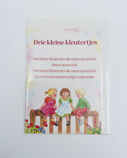 Wenskaart lied "Drie kleine kleutertjes" (F12719)