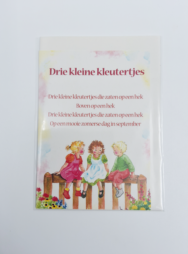 Wenskaart lied "Drie kleine kleutertjes" (F12719)