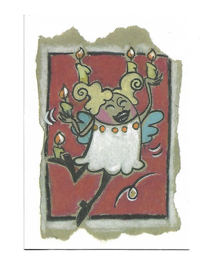 Angel with candle greeting card