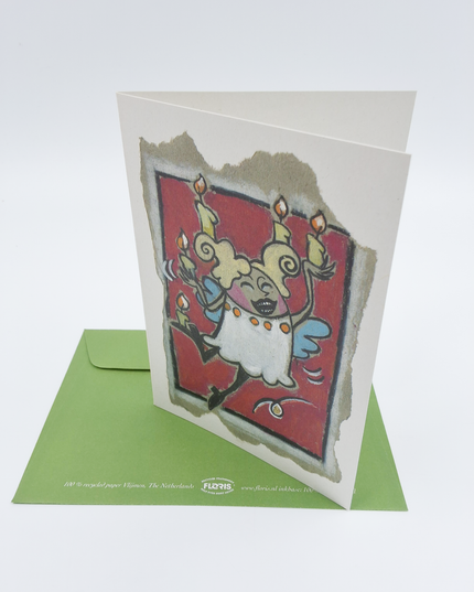 Angel with candle greeting card