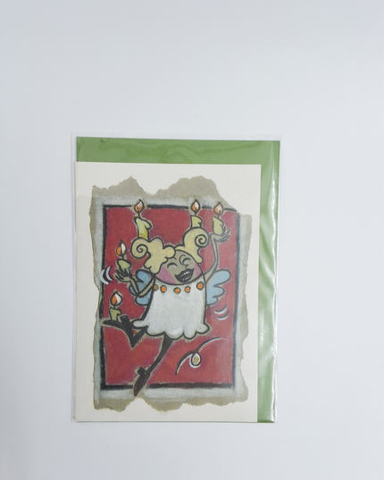 Angel with candle greeting card