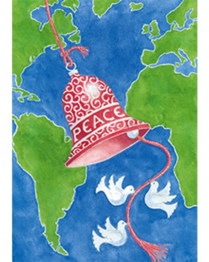 Greeting card clock earth Christmas dove
